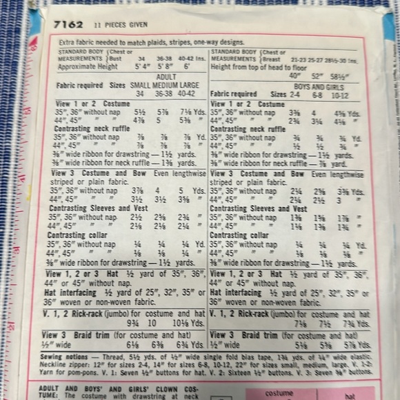 Simplicity 7162 Clown Costume Pattern - Picture 8 of 8